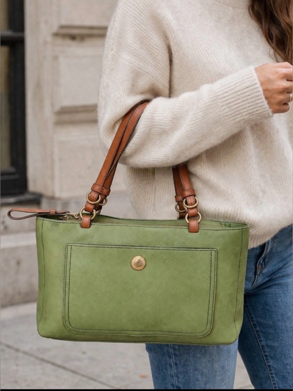 Vintage COACH Chelsea Tote Lime Green Nubuck